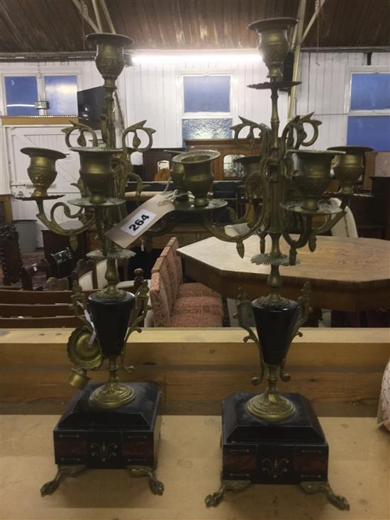 Pair clock garniture candelabra